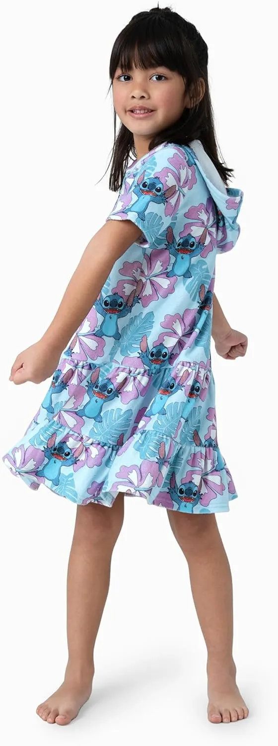 Disney Princess Frozen Stitch Minnie Girl Swim Cover Up Swimwear Terry Cloth Swimsuit Coverup Zip-up Bathing Suit Wrap Hooded