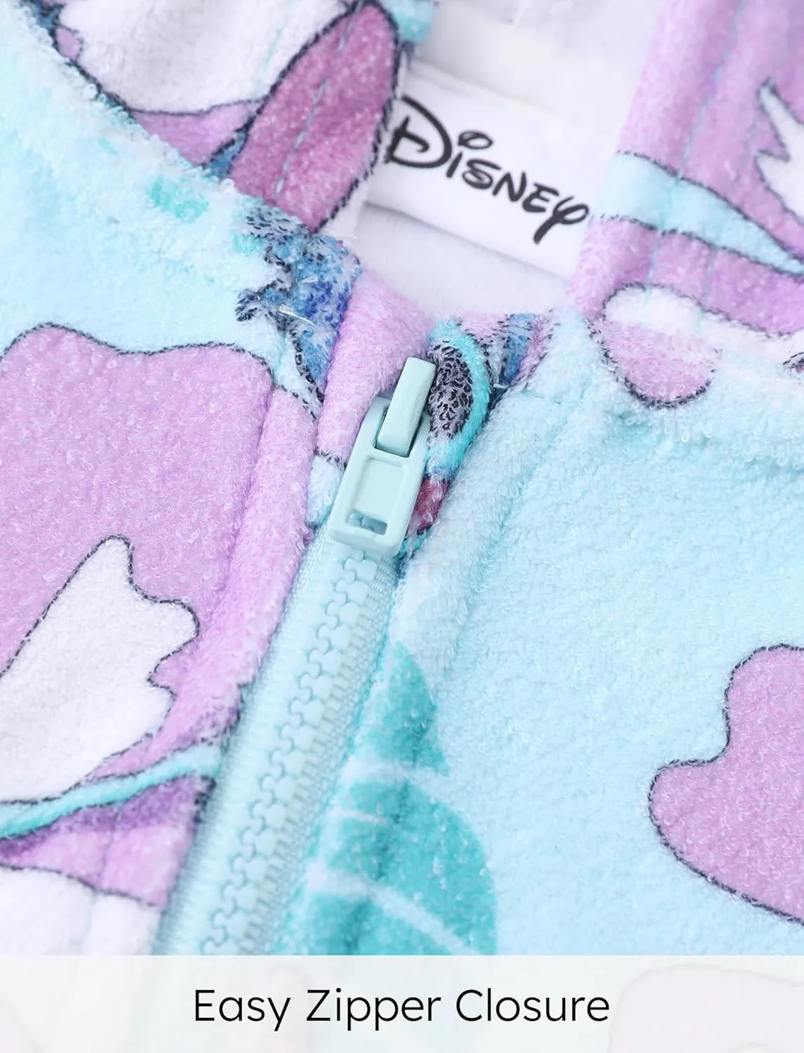 Disney Princess Frozen Stitch Minnie Girl Swim Cover Up Swimwear Terry Cloth Swimsuit Coverup Zip-up Bathing Suit Wrap Hooded