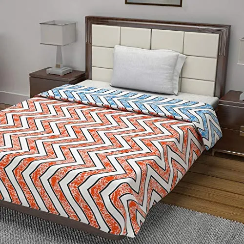 Divine Casa Home Linen 100% Cotton Reversible Kids Dohar, Blanket, Quilt, Throw Single Bed (Abstract, Orange)