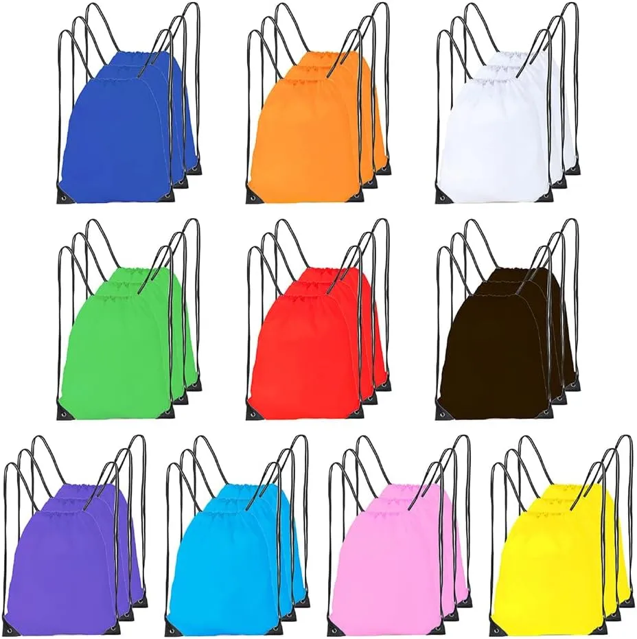 Drawstring Backpack, 30 Pcs Bulk Draw String Bags, Polyester Cinch Bag for Sport Gym, 10 Colors