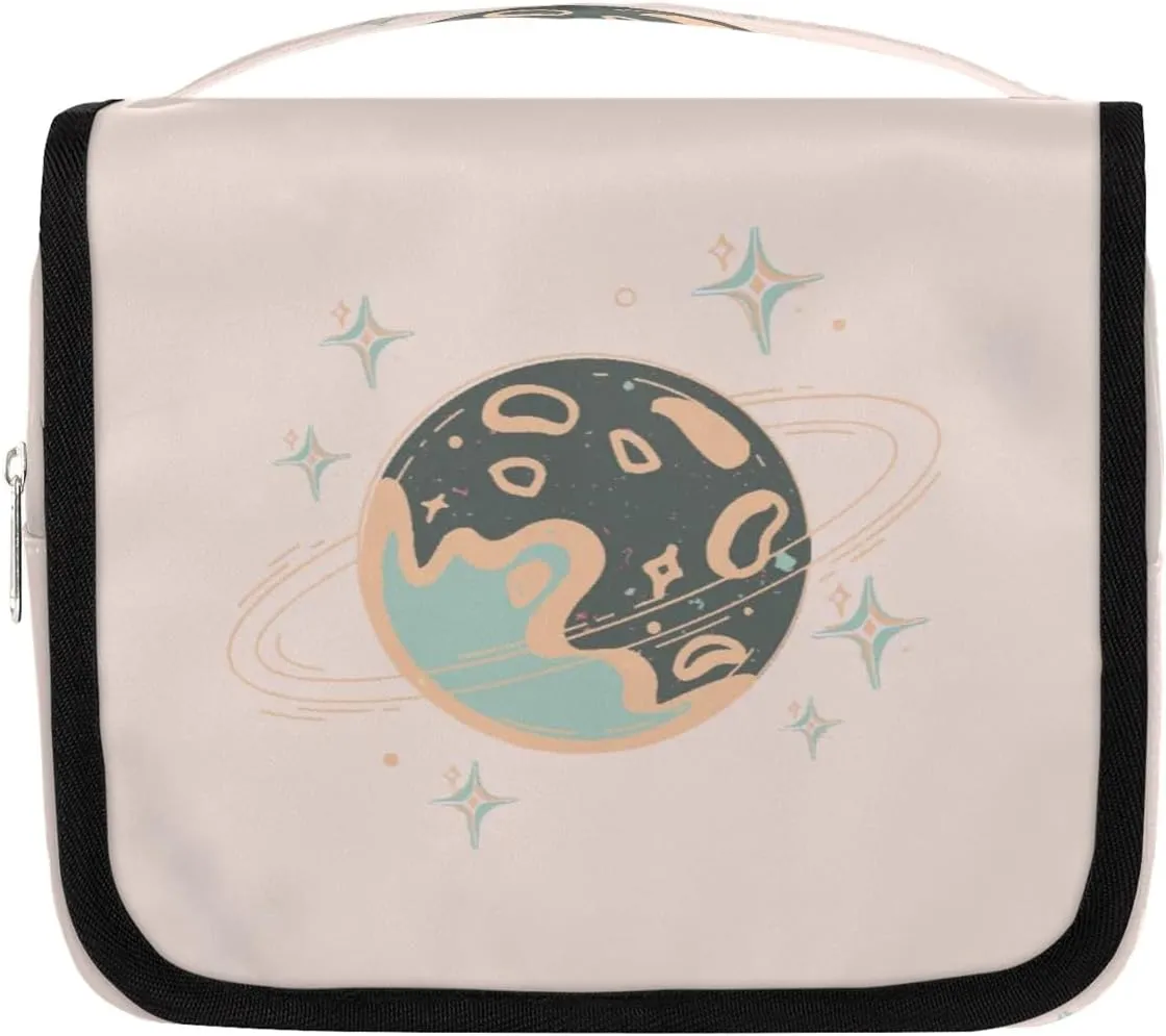 Earth Stars Hanging Travel Toiletry Bag Cosmetic Bag Portable Wash Bag with Hook for Bathroom Accessories Toiletries Cosmetics