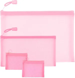 EASYFUN Mesh Zipper Bag Purse Organizer Makeup/Cosmetic Bag Travel Toiletry Bag Coin Pouch Daily Accessories(Pink)