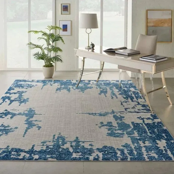 Etchings ETC04 Ivory/Blue Rug