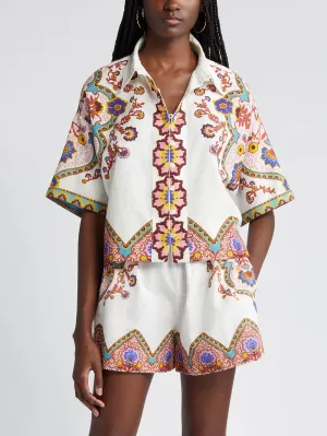 Ethnic Floral Print Shirt And Shorts Suit