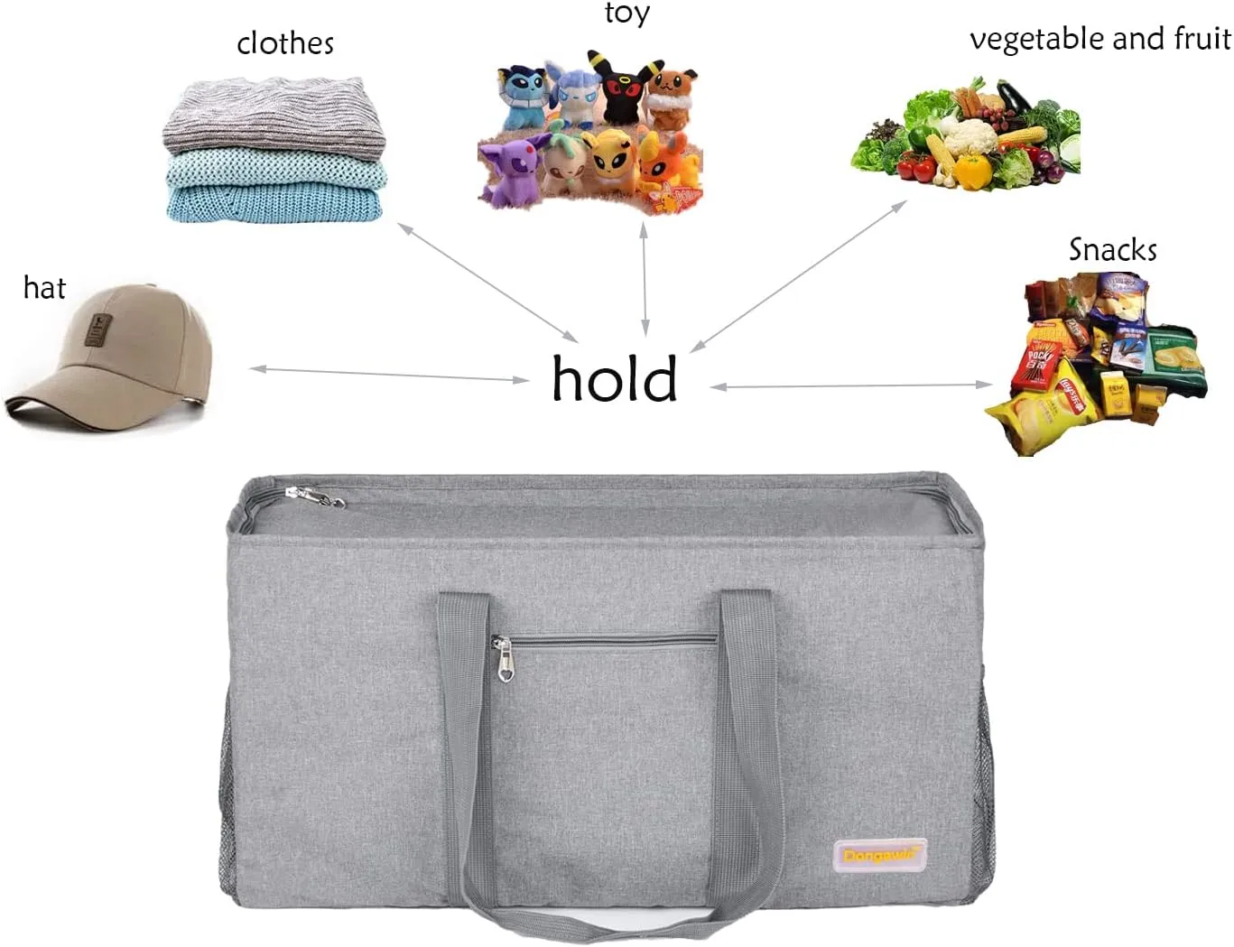 Extra Large Utility Tote - Reusable Shopping Bags, Waterproof Beach Bag, Foldable Storage