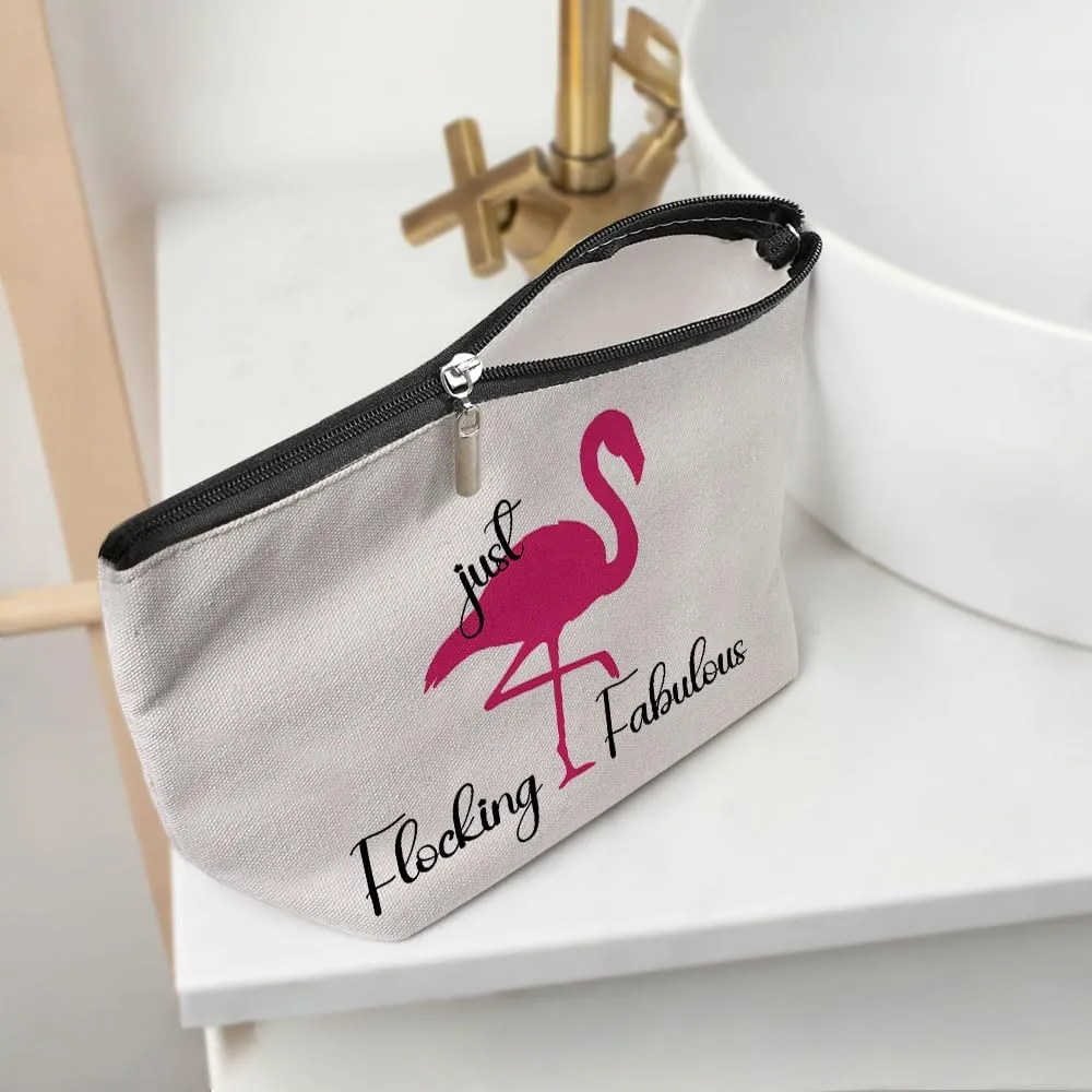 Flamingo Gifts, Pink Makeup Bag, Flamingo Decor Stuff Summer Vacation Cosmetic Bag for Women Flamingos Lovers Best Friend Girls Birthday Mothers Graduation Friendship Toiletry Bags