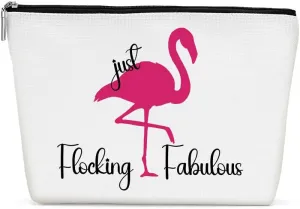 Flamingo Gifts, Pink Makeup Bag, Flamingo Decor Stuff Summer Vacation Cosmetic Bag for Women Flamingos Lovers Best Friend Girls Birthday Mothers Graduation Friendship Toiletry Bags