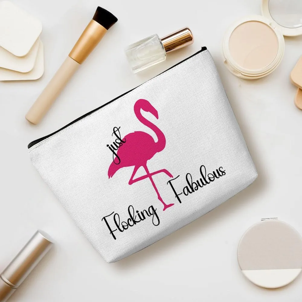 Flamingo Gifts, Pink Makeup Bag, Flamingo Decor Stuff Summer Vacation Cosmetic Bag for Women Flamingos Lovers Best Friend Girls Birthday Mothers Graduation Friendship Toiletry Bags