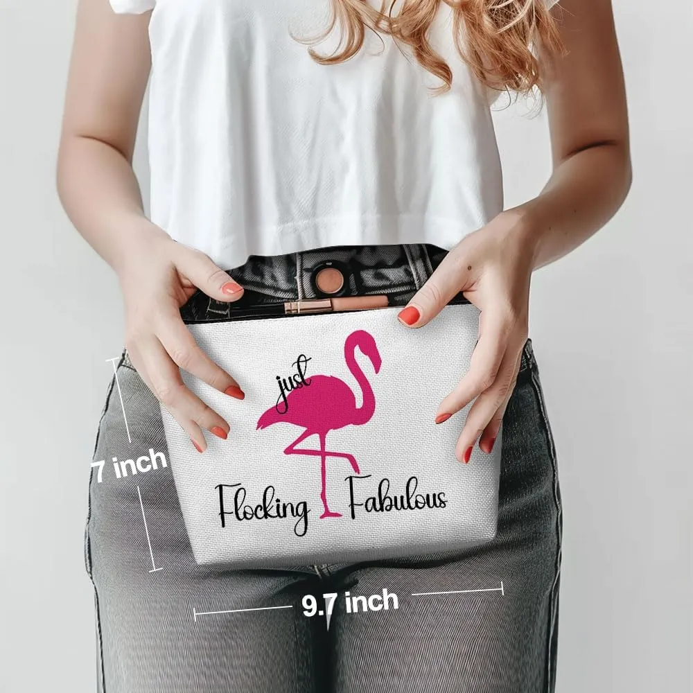 Flamingo Gifts, Pink Makeup Bag, Flamingo Decor Stuff Summer Vacation Cosmetic Bag for Women Flamingos Lovers Best Friend Girls Birthday Mothers Graduation Friendship Toiletry Bags