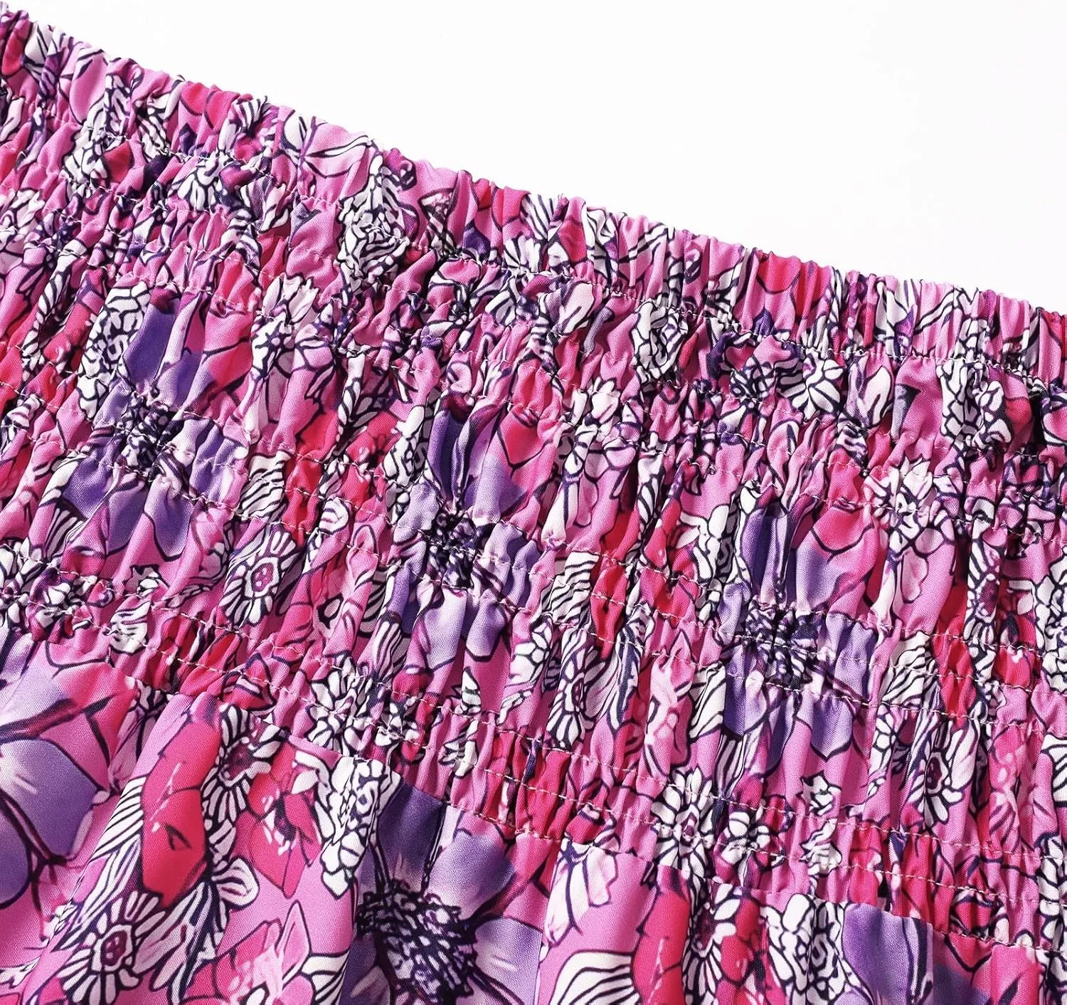 Flowy Skirts for Women Boho Summer Casual Floral Maxi Skirt Cute Tiered Vacation High Waisted A Line Long Skirts Trendy
