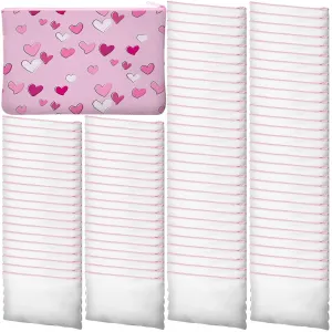 Frienda 100 Pcs Sublimation Blank Canvas Makeup Bags Bulk DIY Heat Transfer Canvas Pen Case Pencil Cosmetic Makeup Bags Clear Sublimation Blank Pouch with Zipper (7.87 x 5.7 Inch,Pink)