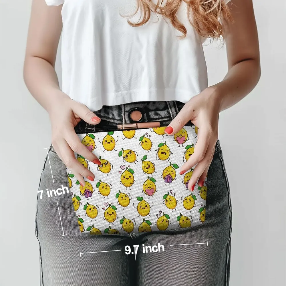 Funny Girl Loves Lemon, Lemon Gifts, Cute Lemon Lovers Gift, Makeup Bag Funny Cosmetic Bag Travel Toiletry Bag for Women Fruit Lover Teens Best Friend Birthday Friendship Christmas