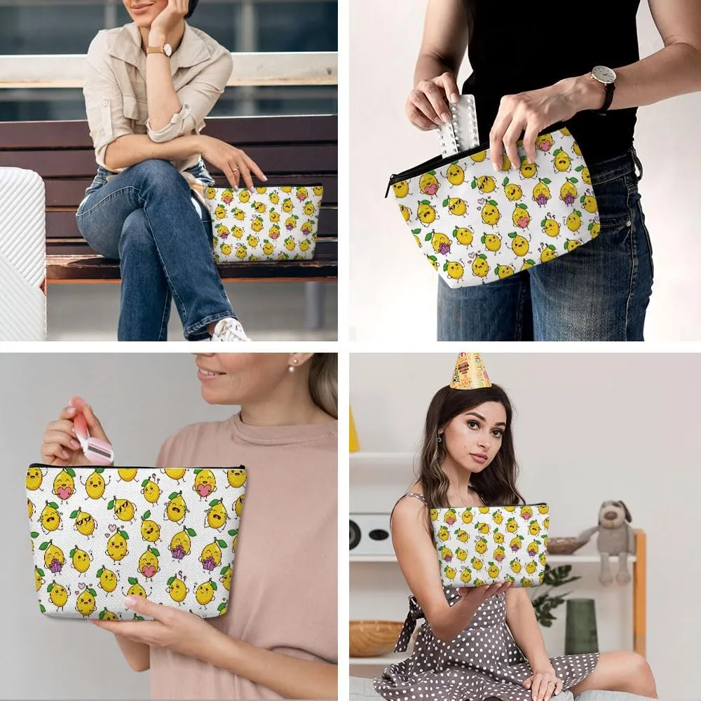 Funny Girl Loves Lemon, Lemon Gifts, Cute Lemon Lovers Gift, Makeup Bag Funny Cosmetic Bag Travel Toiletry Bag for Women Fruit Lover Teens Best Friend Birthday Friendship Christmas