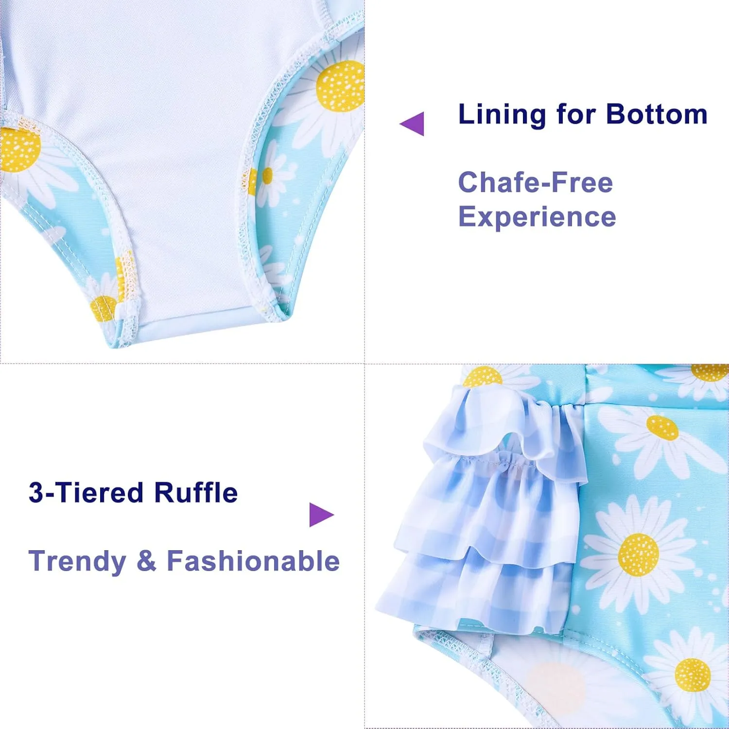 Funnycokid Girls Swimsuit One Piece Cute Bathing Suit Little Kids Swimwear 3-8 Years