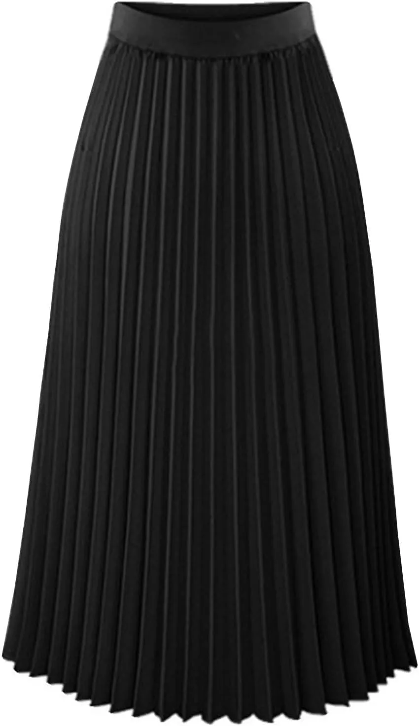 FZYLQY 2025 Fashion Womens Pleated Midi Skirt,High Waist Swing Boho Pleated Skirt Casual Chiffon Elastic A-line Long Skirts