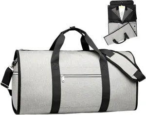 Garment Bag for Travel Large Capacity Convertible Duffle Bag 3 in 1 Hanging Suitcase with Shoes Compartment Wrinkle Free Suitcase Travel Large Suit Bag for Men (grey)