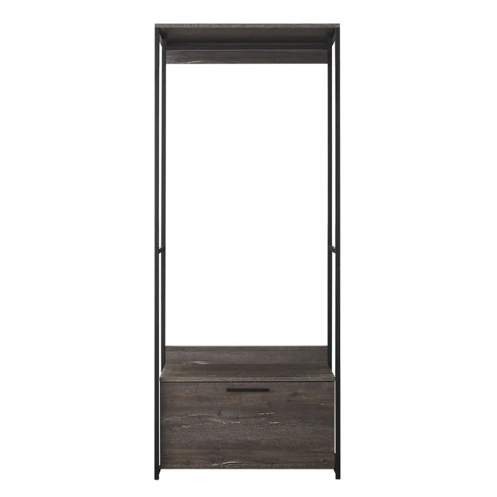 Gin Modular Closet System, 1 Rustic Gray Drawer, 1 Hanging Rod, Black By Casagear Home