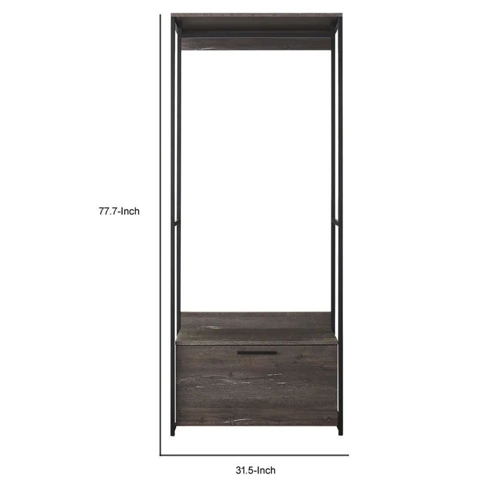 Gin Modular Closet System, 1 Rustic Gray Drawer, 1 Hanging Rod, Black By Casagear Home