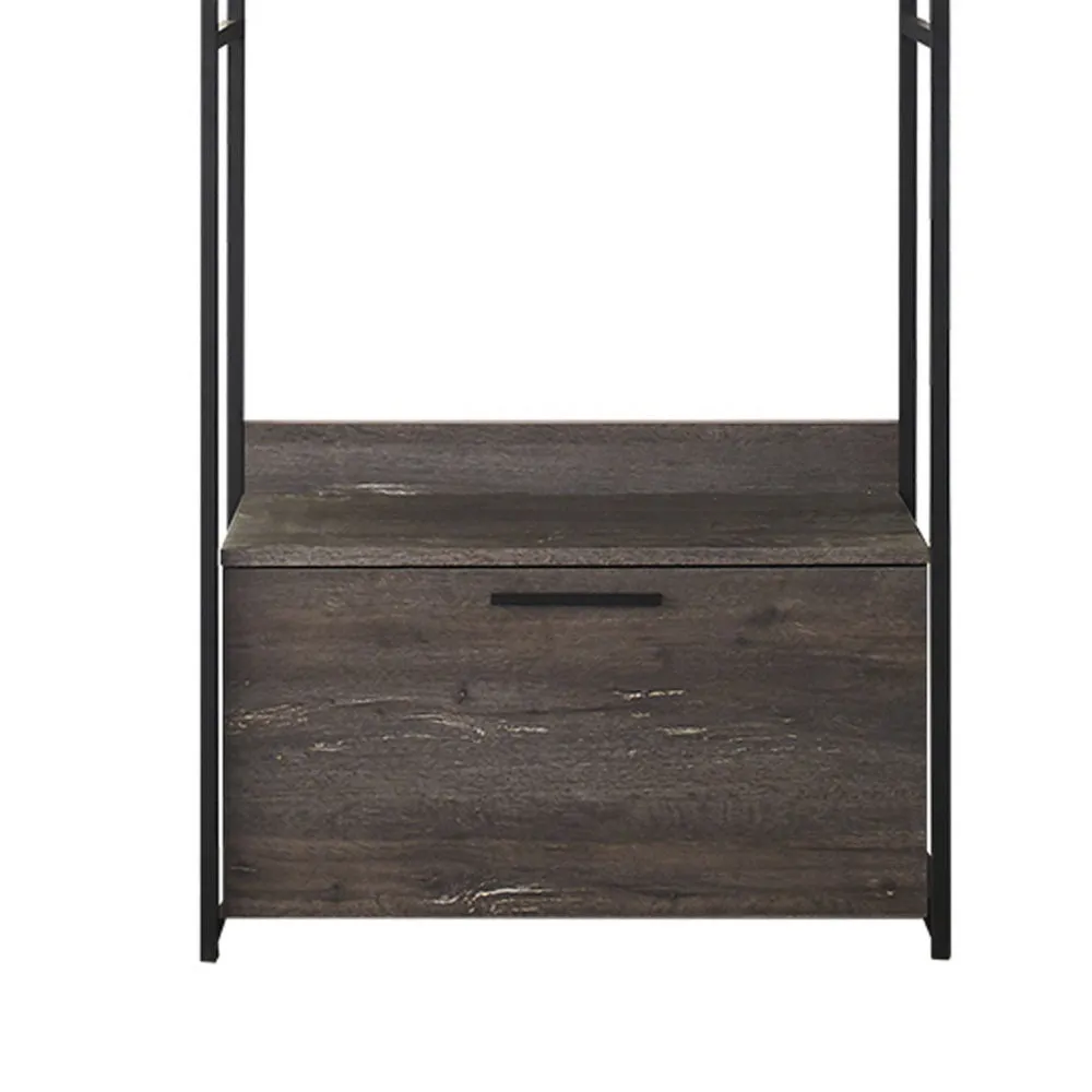 Gin Modular Closet System, 1 Rustic Gray Drawer, 1 Hanging Rod, Black By Casagear Home