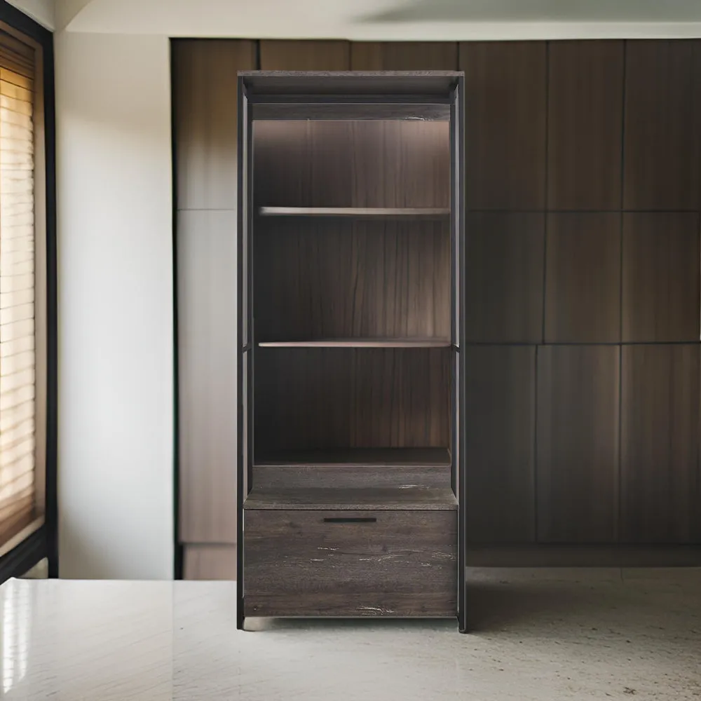 Gin Modular Closet System, 1 Rustic Gray Drawer, 1 Hanging Rod, Black By Casagear Home