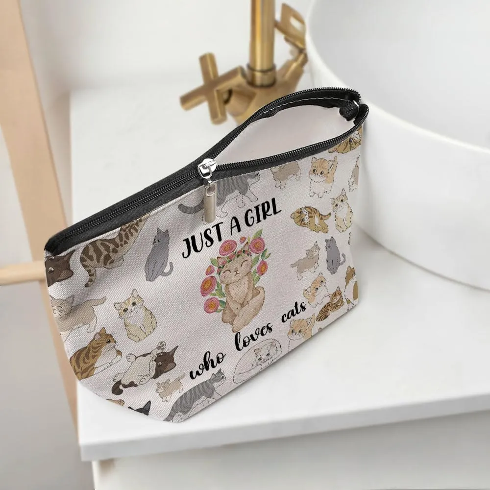 Girl Loves Cats Cosmetic Bag for Women, Cat Gifts for Women, Funny Gifts for Cat Lovers, Cat LadyCute Cat Stuff Makeup Bag Humor Cosmeticcase for Sister Bestie Birthday Friendship Christmas