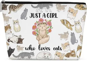 Girl Loves Cats Cosmetic Bag for Women, Cat Gifts for Women, Funny Gifts for Cat Lovers, Cat LadyCute Cat Stuff Makeup Bag Humor Cosmeticcase for Sister Bestie Birthday Friendship Christmas