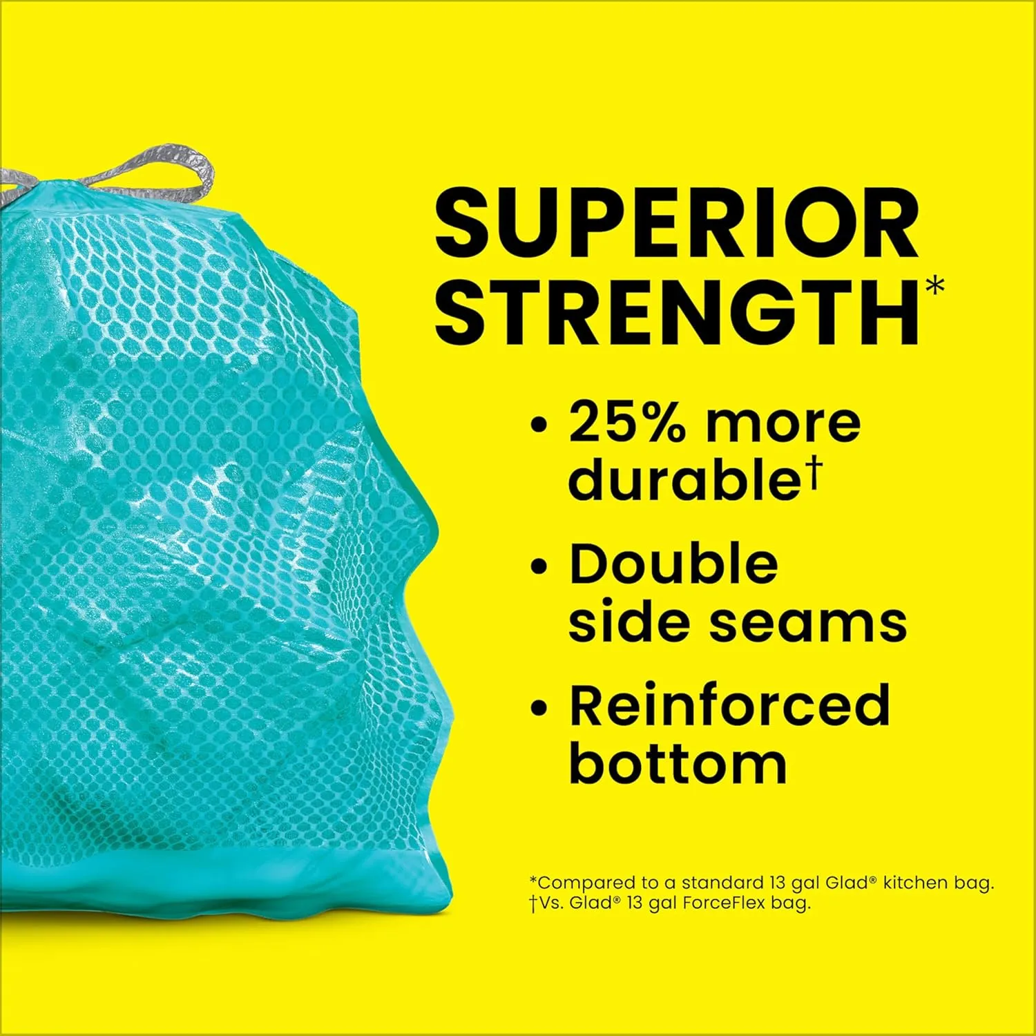 Glad ForceFlex MaxStrength Tall Kitchen Drawstring Trash Bags, 13 Gallon, Bahama Bliss, Teal, 90 Ct