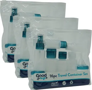 Good To Go 16 Piece Travel Toiletry Bottle Kit (Pack of 3)