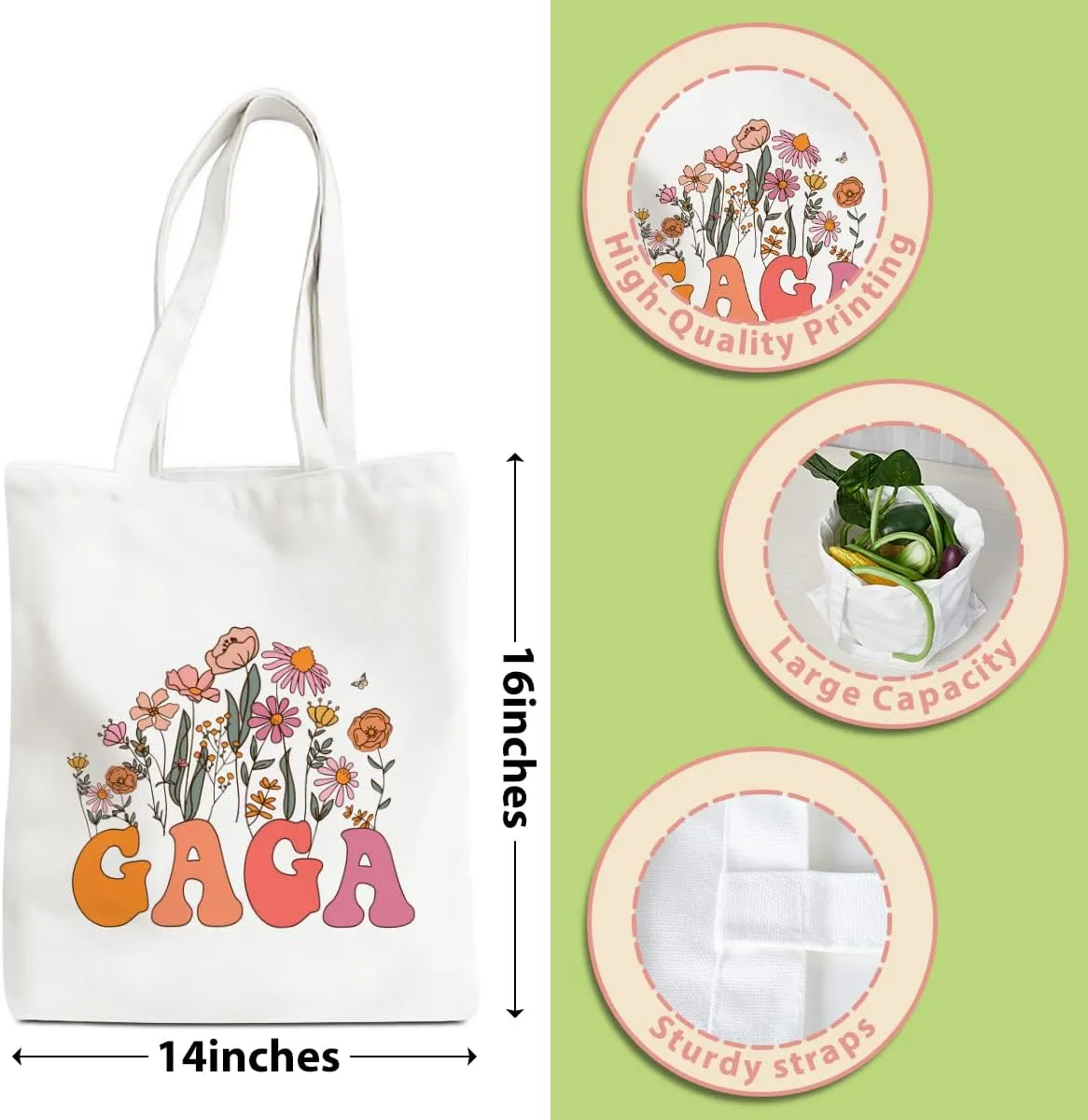 Grandma Gifts Tote Bag Birthday Mothers Day Retirement Gifts for Women Mama Nana Mimi Shoulder Bag Reusable Grocery Bags