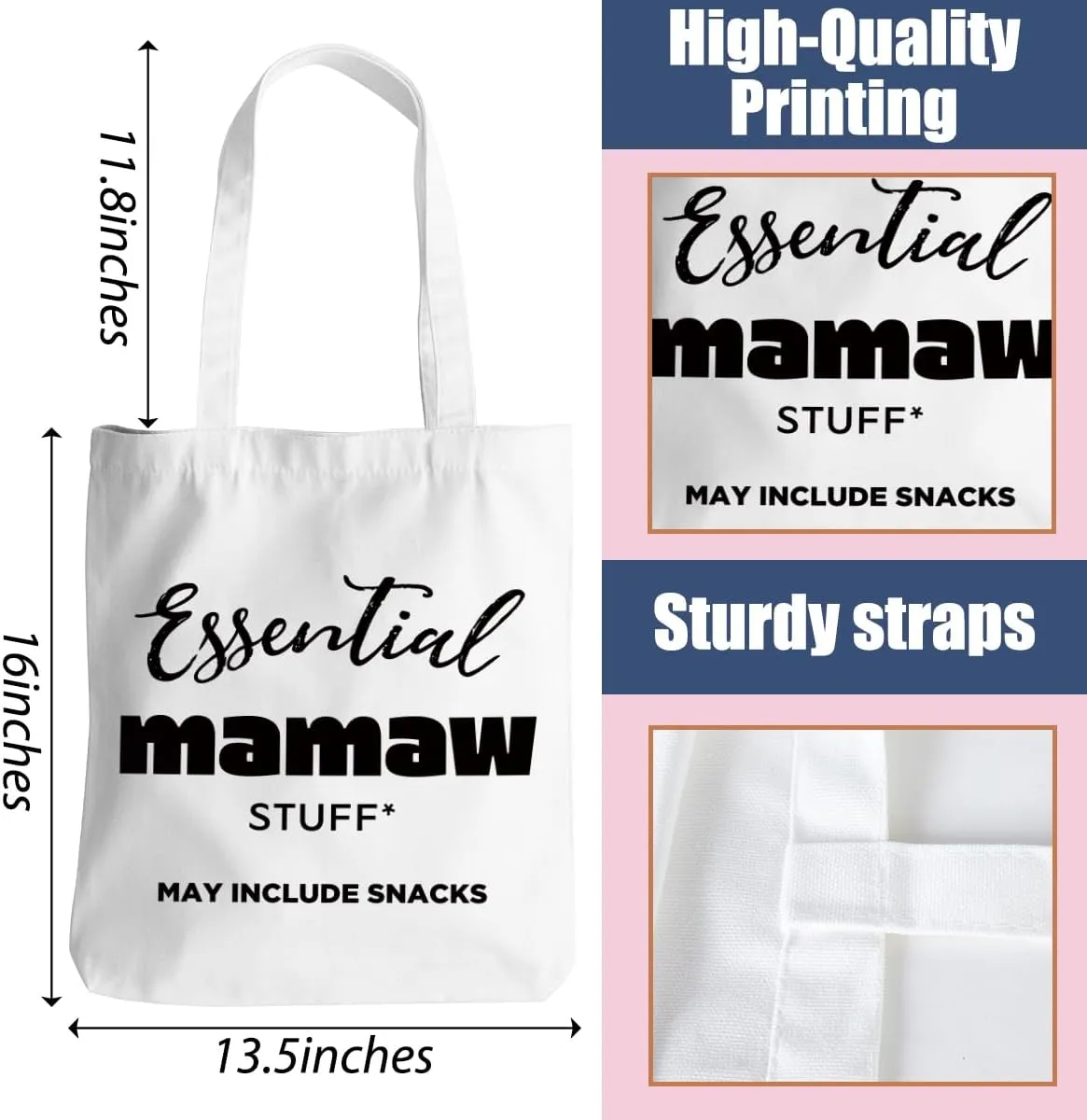 Grandma Mom Gifts Tote Bag for Nana Granny Mamaw Mum Gigi Oma Abuela Grammy Yaya Mimi Memaw Nanny Christmas