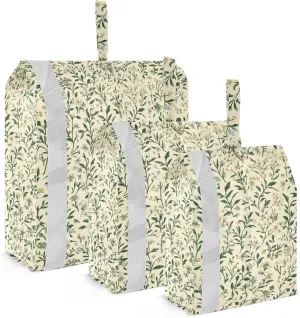 Green Branch Beige Background 3pcs Travel Packing Storage Bags Portable Garment Bag Closet Storage Storage Bag Clothes Storage