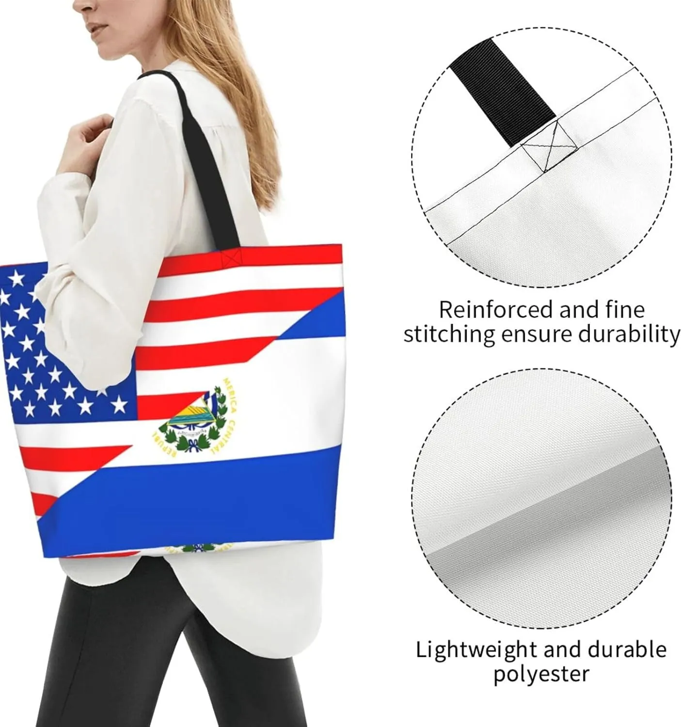 Guatemala El Salvador Flag Women's Tote Bag Large Capacity Single Shoulder Bags Handbag for Shopping Work