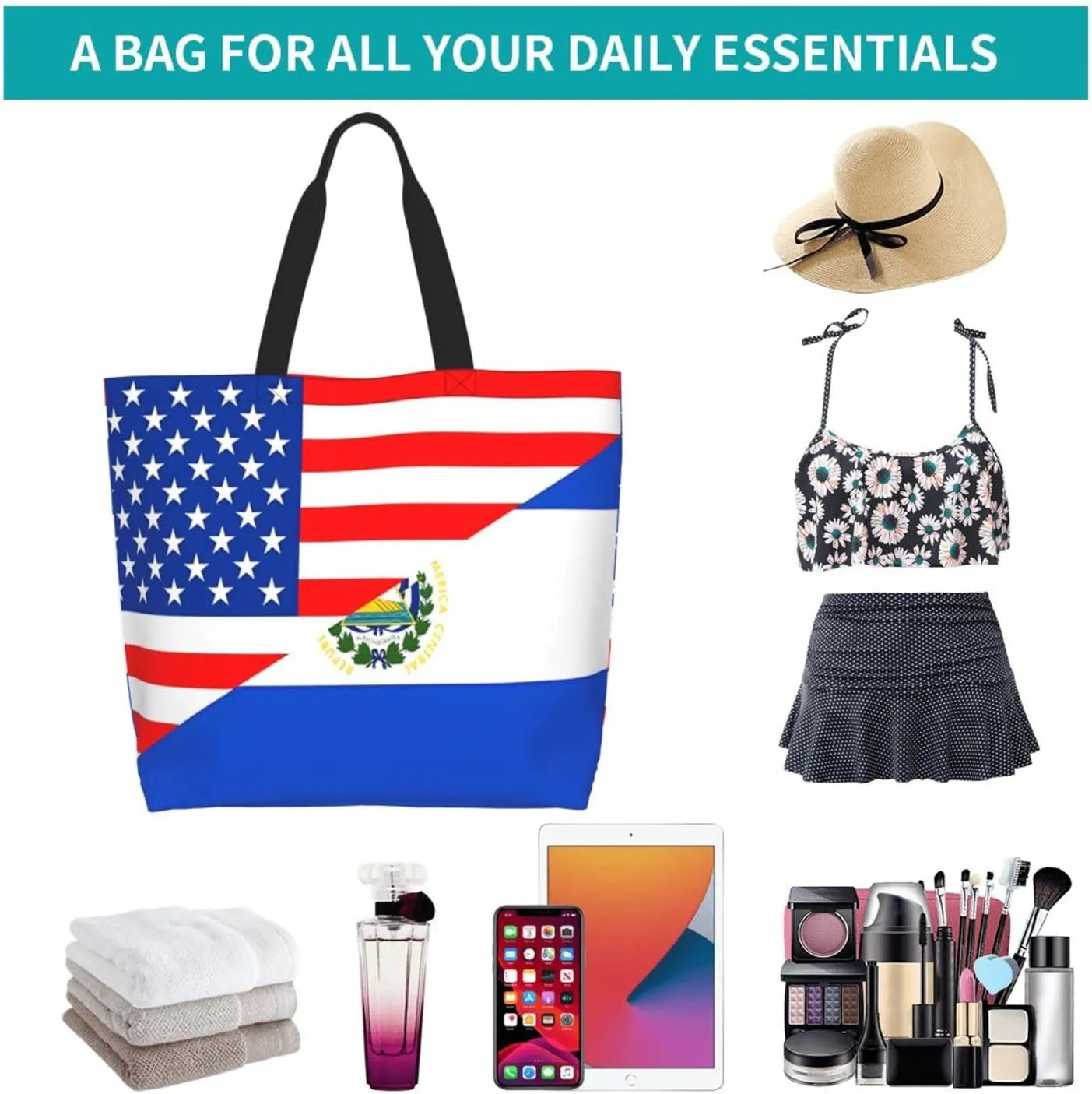 Guatemala El Salvador Flag Women's Tote Bag Large Capacity Single Shoulder Bags Handbag for Shopping Work