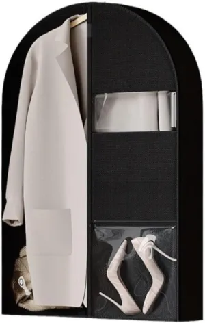 Habrur Clothes Cover 5pcs Garment Bags With 2 Pockets Zipper Suit Bags For Hanging Clothes Closet Storage Suit Bags (Color : Black, Size : 110 * 66 * 12.7cm)