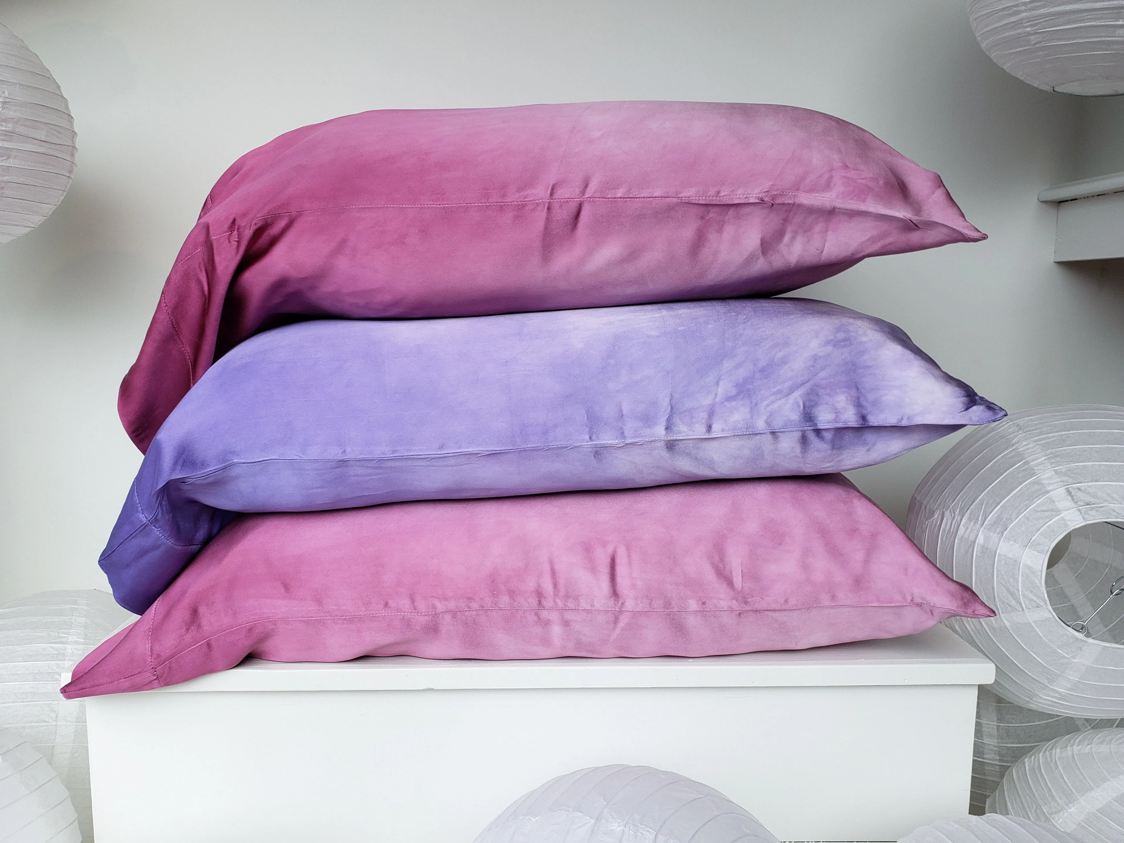 Hand-Dyed Silk Charmeuse Pillowcases by Pat K. Thomas