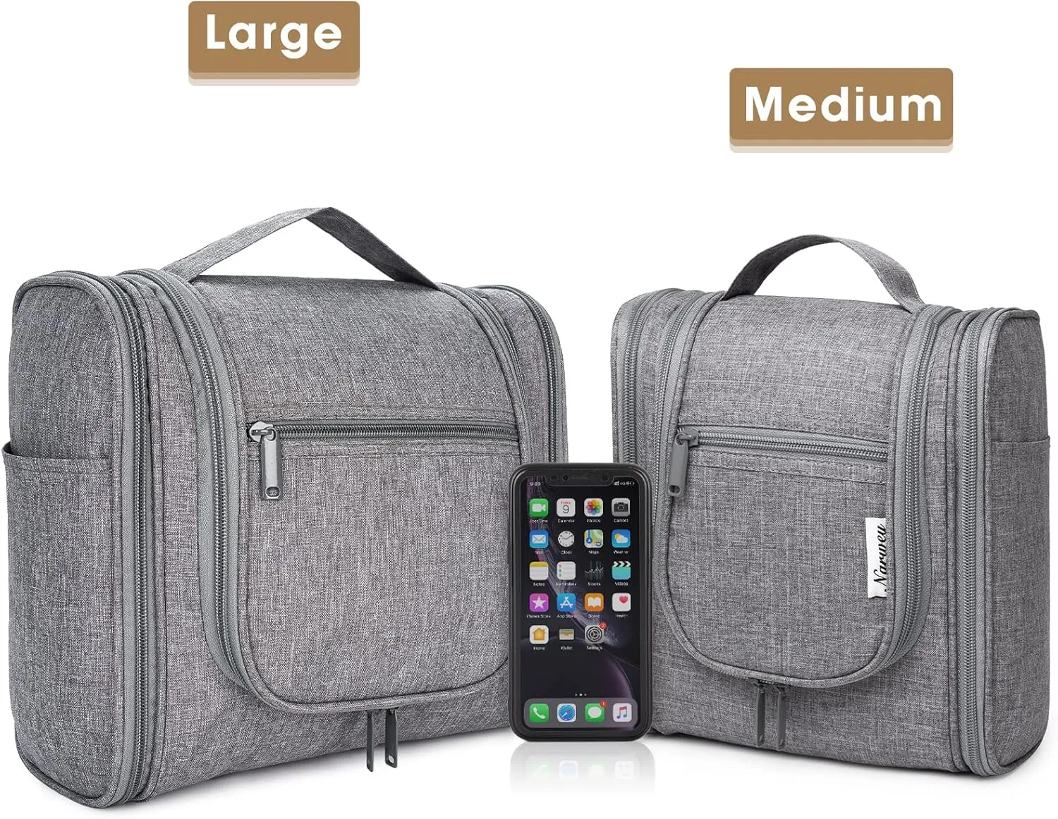 Hanging Toiletry Bag for Women Travel Makeup Bag Organizer Toiletries Bag Men for Cosmetics Essentials Accessories (Large, Grey)