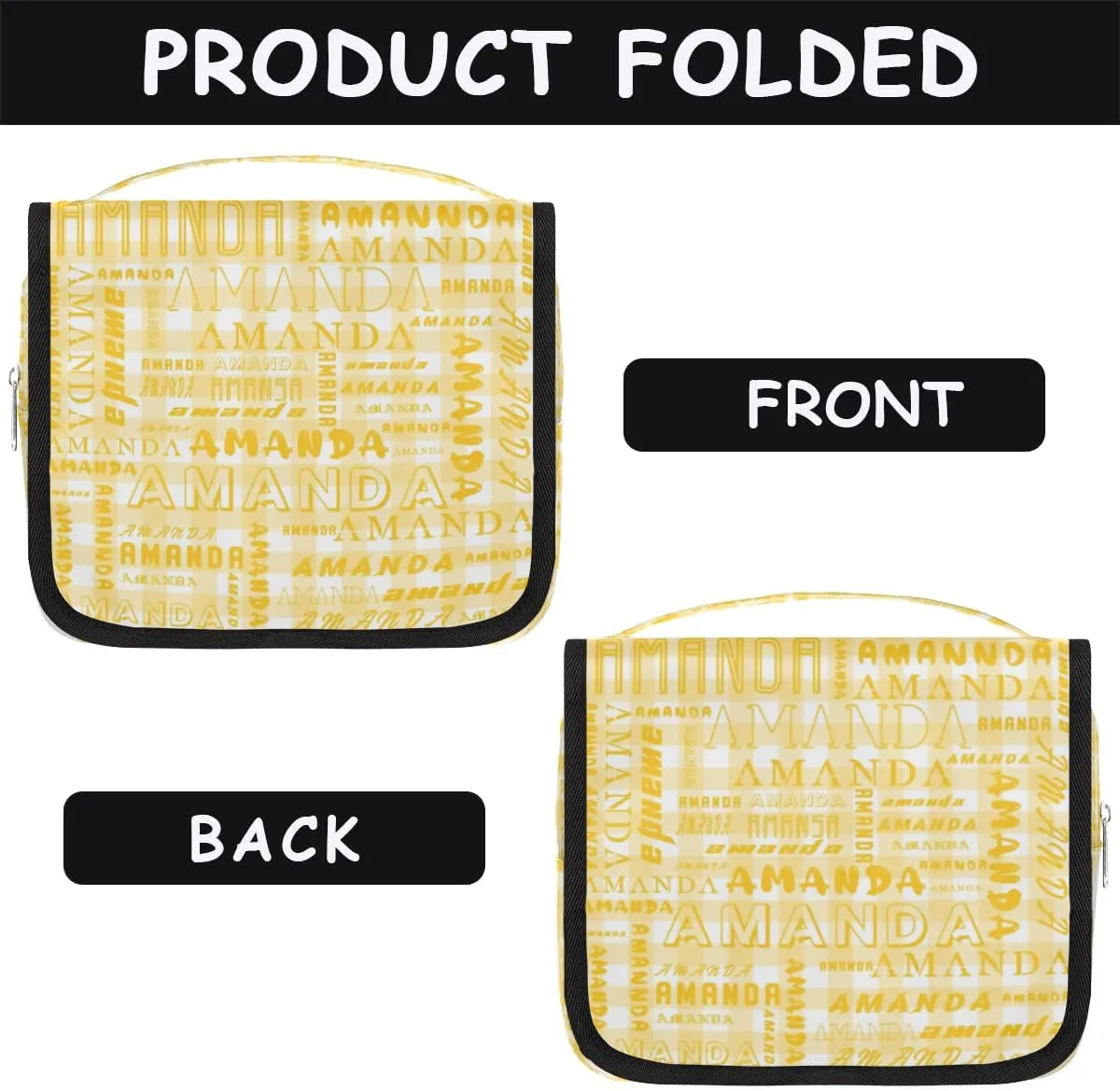 Hanging Travel Toiletry Bag Cosmetic Bag Portable Wash Bag with Hook for Bathroom Accessories Toiletries Cosmetics Amber Grid