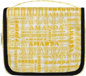 Hanging Travel Toiletry Bag Cosmetic Bag Portable Wash Bag with Hook for Bathroom Accessories Toiletries Cosmetics Amber Grid