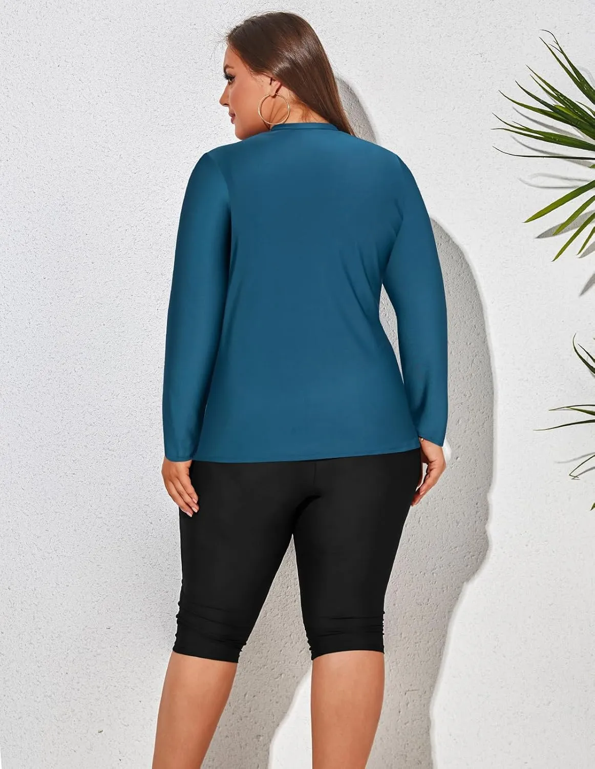 Hanna Nikole Women 3 Pieces Plus Size Rash Guard Swimwear Sun Protection Surfing Bathing Suits Long Sleeve Swimsuits