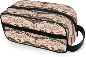 Heart Pattern Travel Toiletry Bag for Women Men, Hanging Cosmetic Bag, Water Resistant Shaving Bag for Toiletries Accessories
