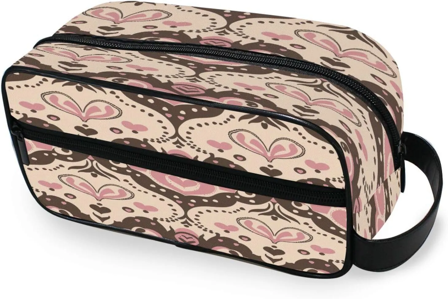 Heart Pattern Travel Toiletry Bag for Women Men, Hanging Cosmetic Bag, Water Resistant Shaving Bag for Toiletries Accessories