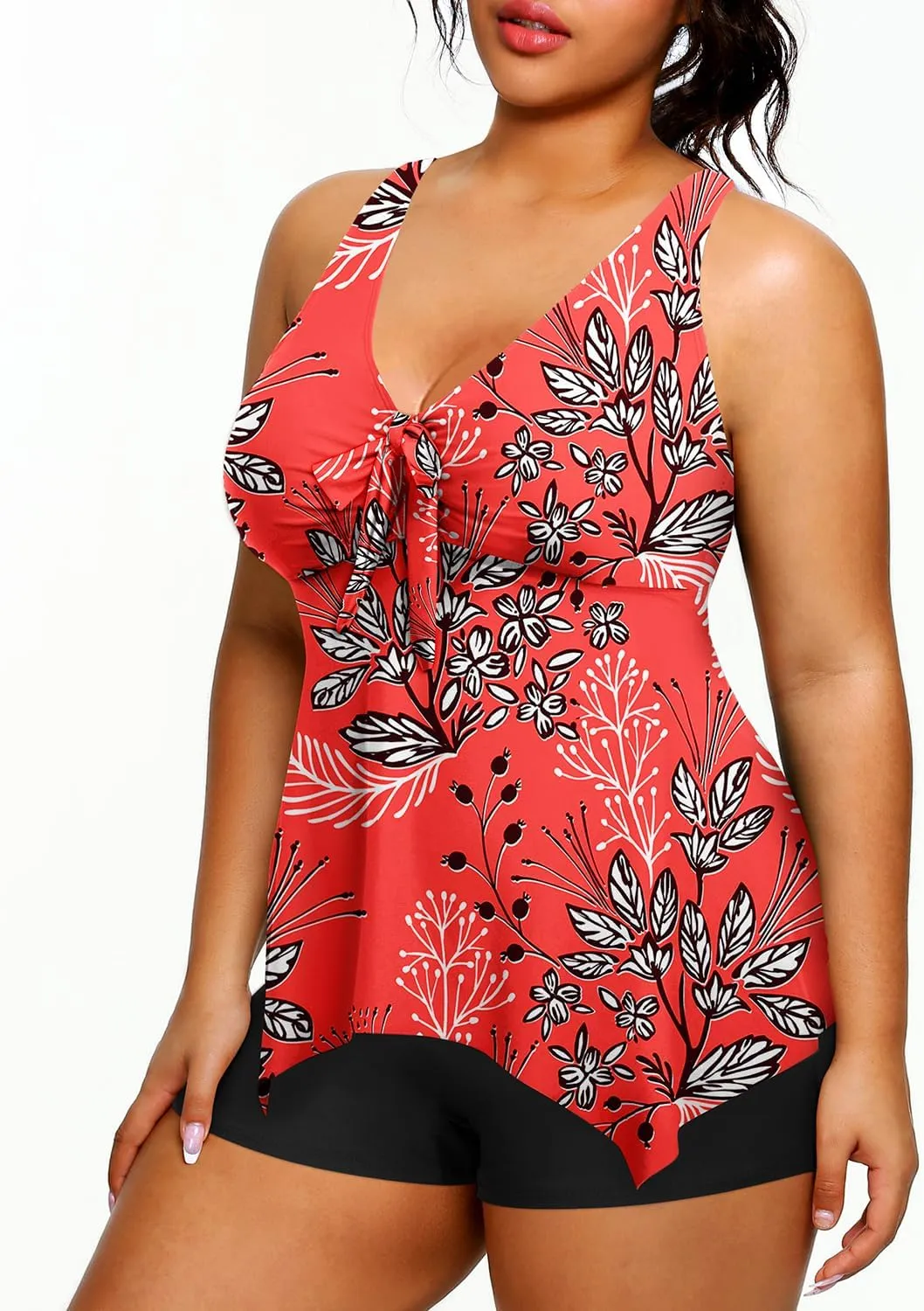 Holipick 2 Piece Plus Size Swimsuits for Women Tankini Bathing Suit Swimwear Tummy Control Flowy Tops and Boyshorts Modest