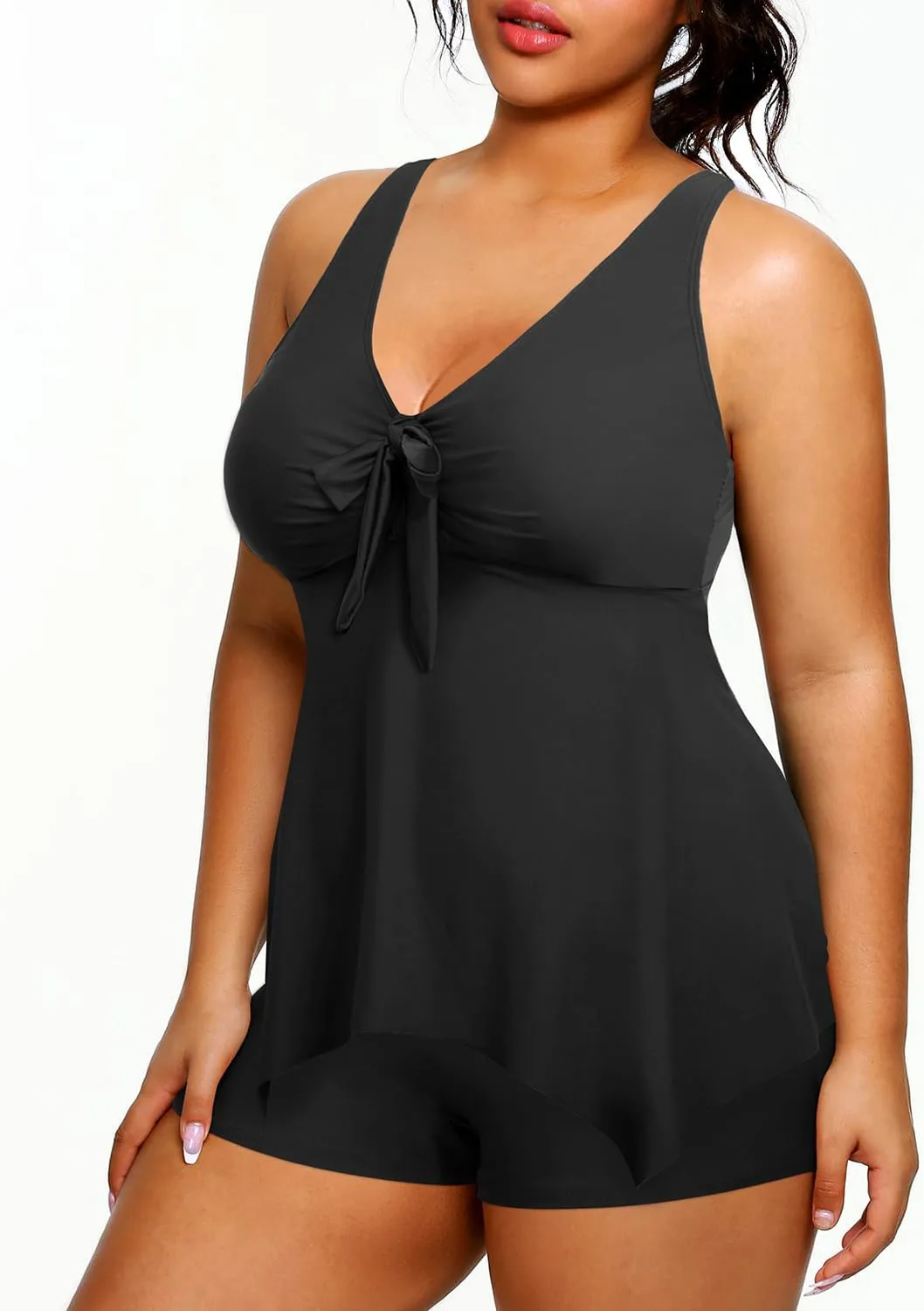 Holipick 2 Piece Plus Size Swimsuits for Women Tankini Bathing Suit Swimwear Tummy Control Flowy Tops and Boyshorts Modest