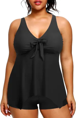 Holipick 2 Piece Plus Size Swimsuits for Women Tankini Bathing Suit Swimwear Tummy Control Flowy Tops and Boyshorts Modest