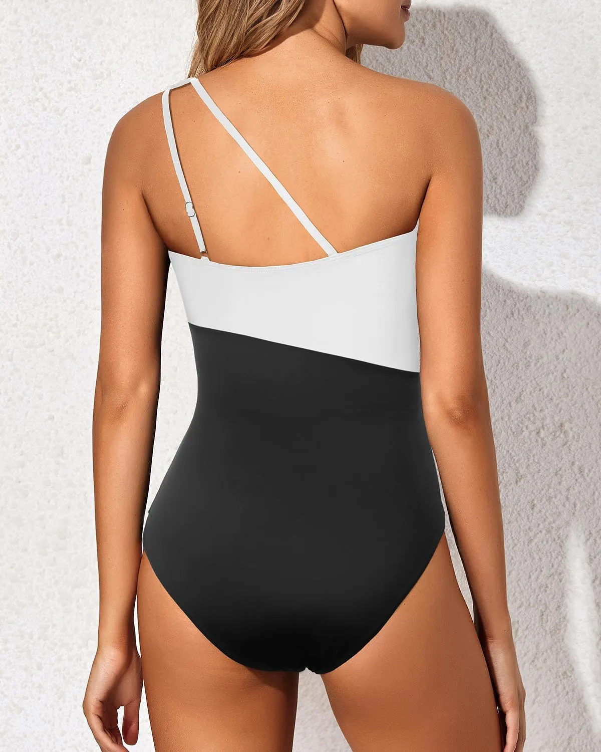 Holipick One Shoulder One Piece Swimsuit for Women Tummy Control Bathing Suits Modest Full Coverage Keyhole Swimwear