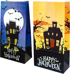 Iconikal Halloween Treat Paper Bags, 40-Pack 2 Designs Trick or Treat Party Favor Goodie Snack Sacks Candy, Popcorn, Gifts, Cookies