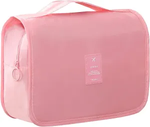 IMCUZUR Hanging Travel Toiletry Bag for Women, Water-resistant Makeup Bag Cosmetic Organizer for Traveling Accessories Toiletries (Pink)