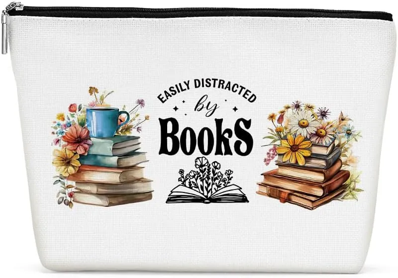 Inspirational Book Makeup Bag, Book Lovers Gifts, Bookish Gifts Bookworm Book Club Gifts Cosmetic Bag for Women Sister Reader Western Lovers Birthday Christmas Graduation Travel Toiletry Bag