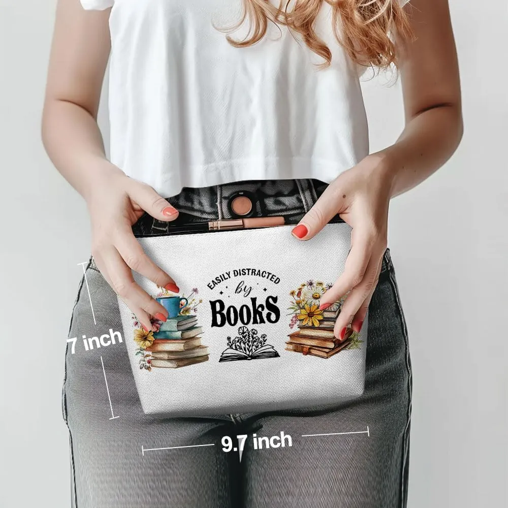 Inspirational Book Makeup Bag, Book Lovers Gifts, Bookish Gifts Bookworm Book Club Gifts Cosmetic Bag for Women Sister Reader Western Lovers Birthday Christmas Graduation Travel Toiletry Bag