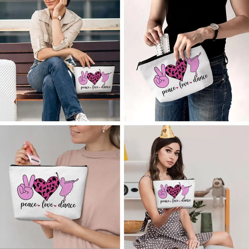 Inspirational Cosmetic Bag for Women, Ballet Dance Gifts, Ballet Gifts, Ballet Recital Gifts for Girls, Ballerina Dancing Funny Makeup Bag Cosmeticcase for Ballet Lovers Birthday Friendship Christmas